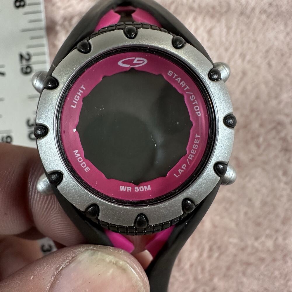 CG Womens Digital Sport Watch Pink Black WR 50M Silver Tone